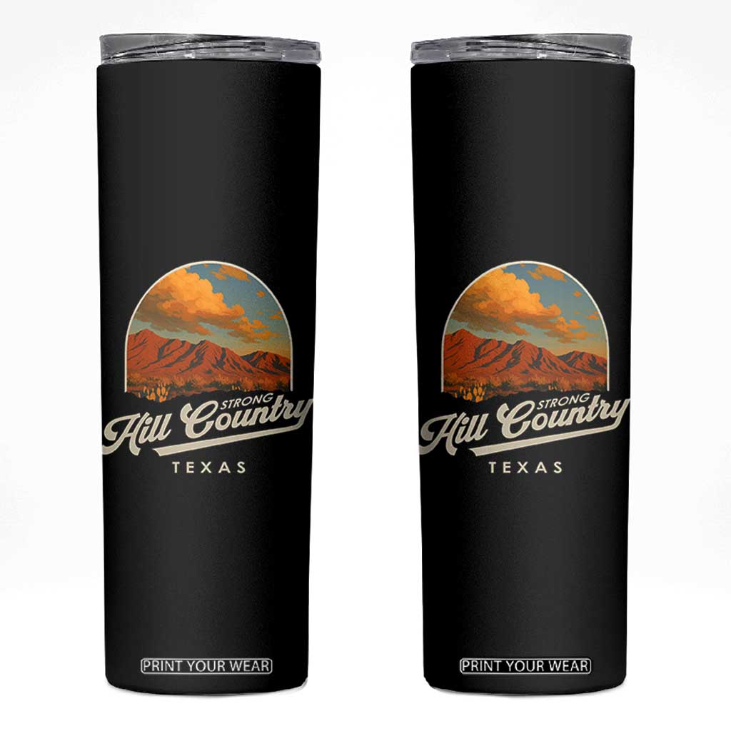 Hill Country Strong Skinny Tumbler Texas Support Retro Enchanted Rock TS02 Black Print Your Wear