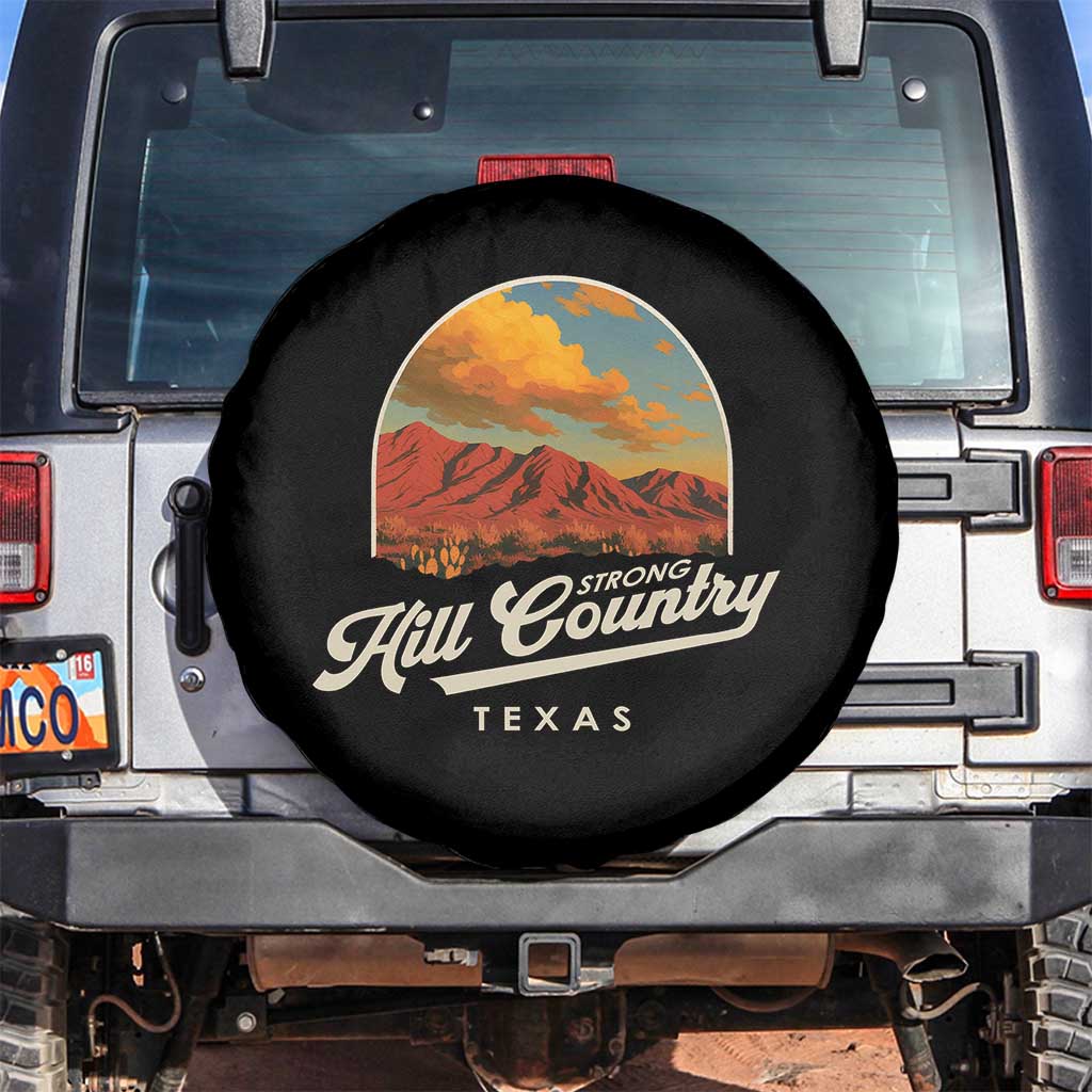 Hill Country Strong Spare Tire Cover Texas Support Retro Enchanted Rock TS02 No hole Black Print Your Wear