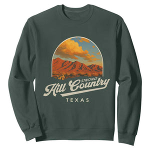 Hill Country Strong Sweatshirt Texas Support Retro Enchanted Rock TS02 Dark Forest Green Print Your Wear