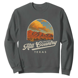 Hill Country Strong Sweatshirt Texas Support Retro Enchanted Rock TS02 Dark Heather Print Your Wear