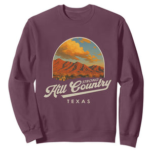 Hill Country Strong Sweatshirt Texas Support Retro Enchanted Rock TS02 Maroon Print Your Wear