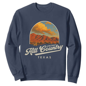 Hill Country Strong Sweatshirt Texas Support Retro Enchanted Rock TS02 Navy Print Your Wear