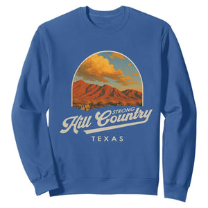 Hill Country Strong Sweatshirt Texas Support Retro Enchanted Rock TS02 Royal Blue Print Your Wear