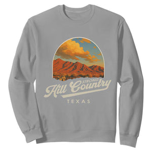 Hill Country Strong Sweatshirt Texas Support Retro Enchanted Rock TS02 Sport Gray Print Your Wear