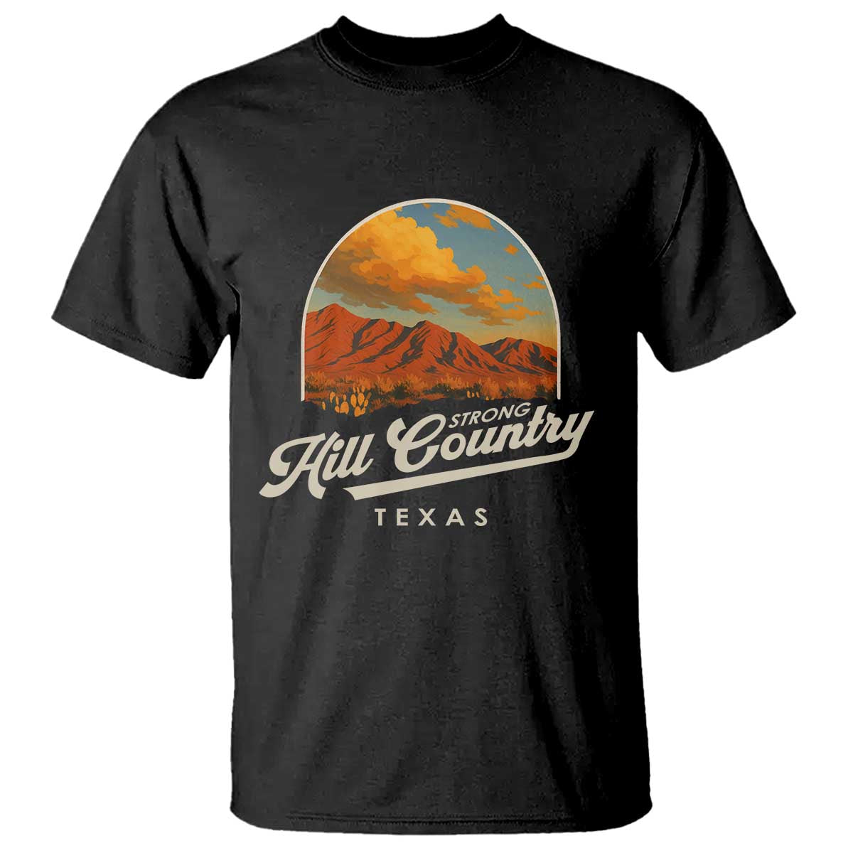 Hill Country Strong T Shirt Texas Support Retro Enchanted Rock TS02 Black Print Your Wear