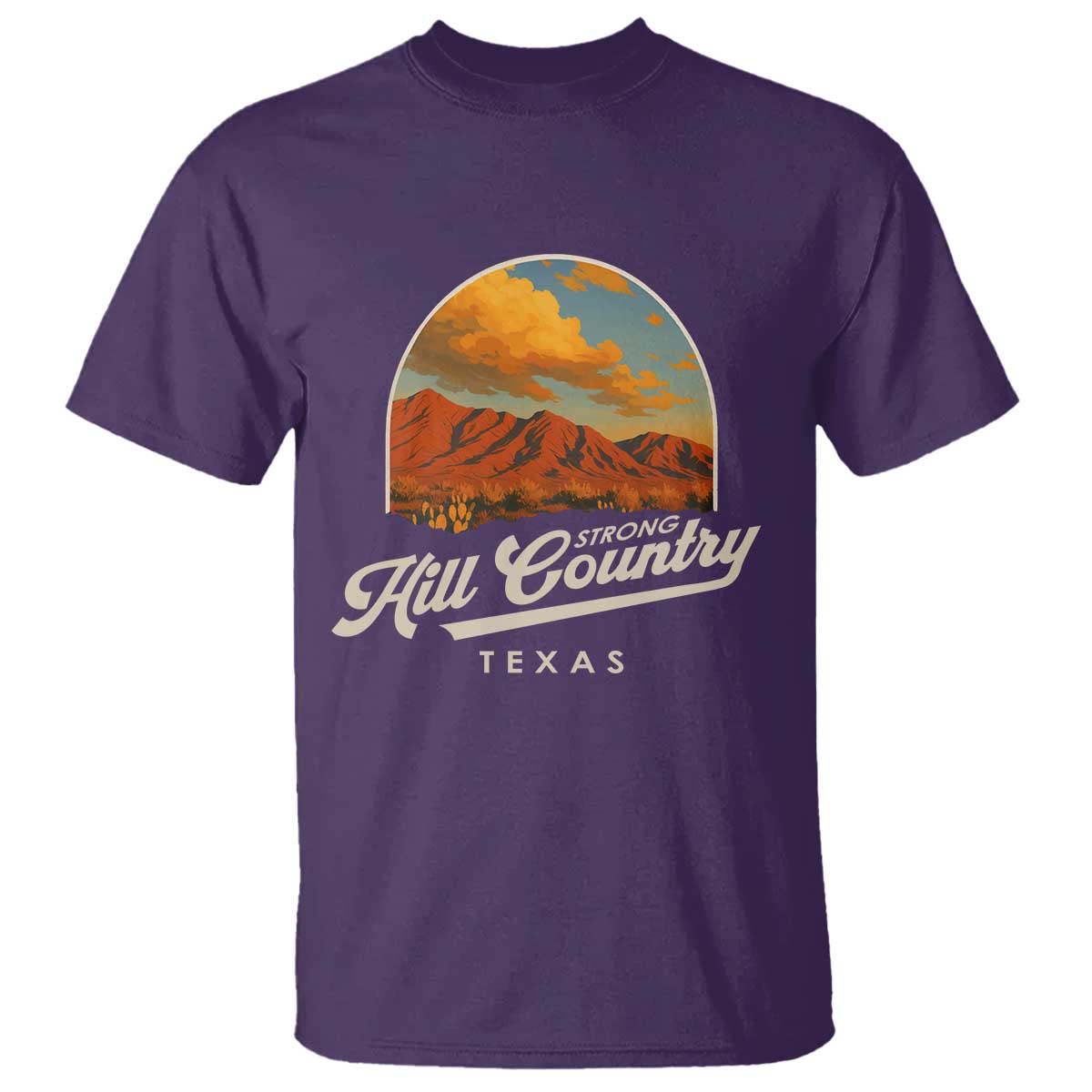 Hill Country Strong T Shirt Texas Support Retro Enchanted Rock TS02 Purple Print Your Wear