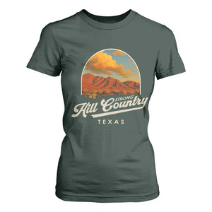 Hill Country Strong T Shirt For Women Texas Support Retro Enchanted Rock TS02 Dark Forest Green Print Your Wear