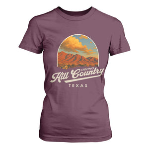 Hill Country Strong T Shirt For Women Texas Support Retro Enchanted Rock TS02 Maroon Print Your Wear