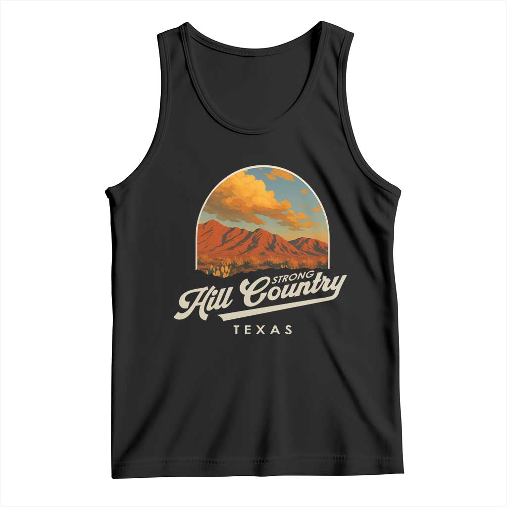 Hill Country Strong Tank Top Texas Support Retro Enchanted Rock TS02 Black Print Your Wear