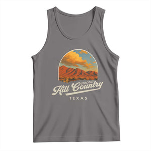 Hill Country Strong Tank Top Texas Support Retro Enchanted Rock TS02 Deep Heather Print Your Wear