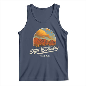 Hill Country Strong Tank Top Texas Support Retro Enchanted Rock TS02 Navy Print Your Wear