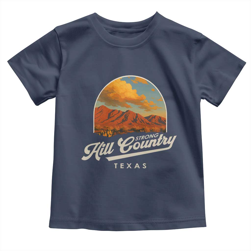 Hill Country Strong Toddler T Shirt Texas Support Retro Enchanted Rock TS02 Navy Print Your Wear