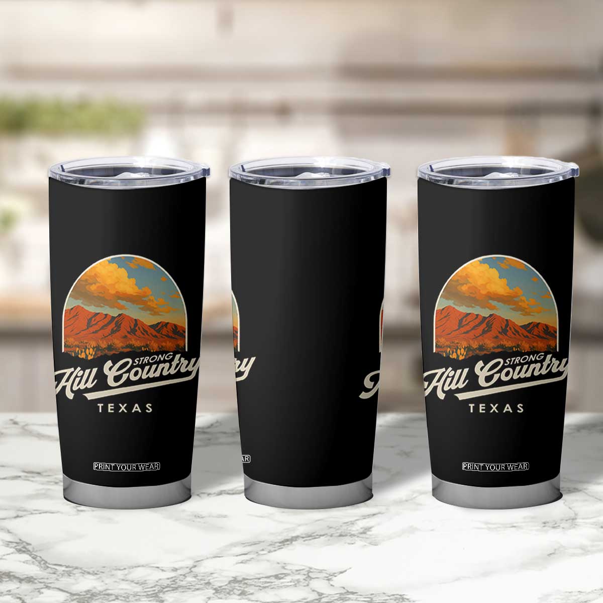 Hill Country Strong Tumbler Cup Texas Support Retro Enchanted Rock TS02 Print Your Wear