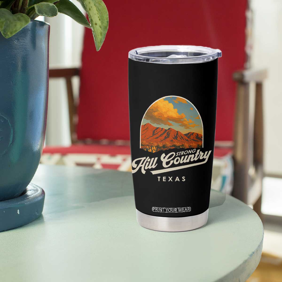 Hill Country Strong Tumbler Cup Texas Support Retro Enchanted Rock TS02 Print Your Wear