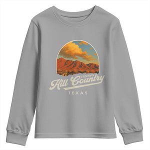 Hill Country Strong Youth Sweatshirt Texas Support Retro Enchanted Rock TS02 Sport Gray Print Your Wear