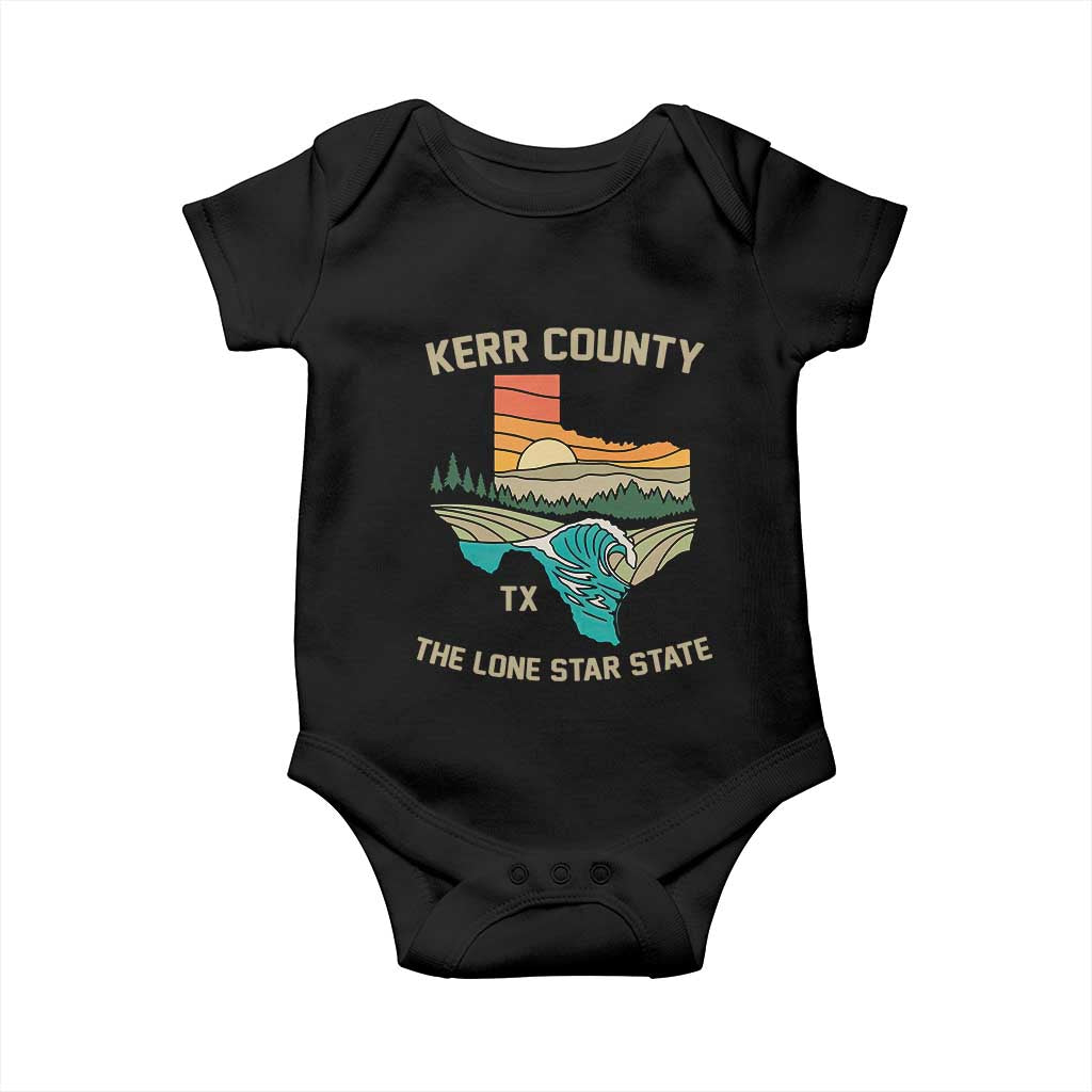Kerr County Texas Baby Onesie Retro Hill Country Nature Scene Outdoors TS02 Black Print Your Wear