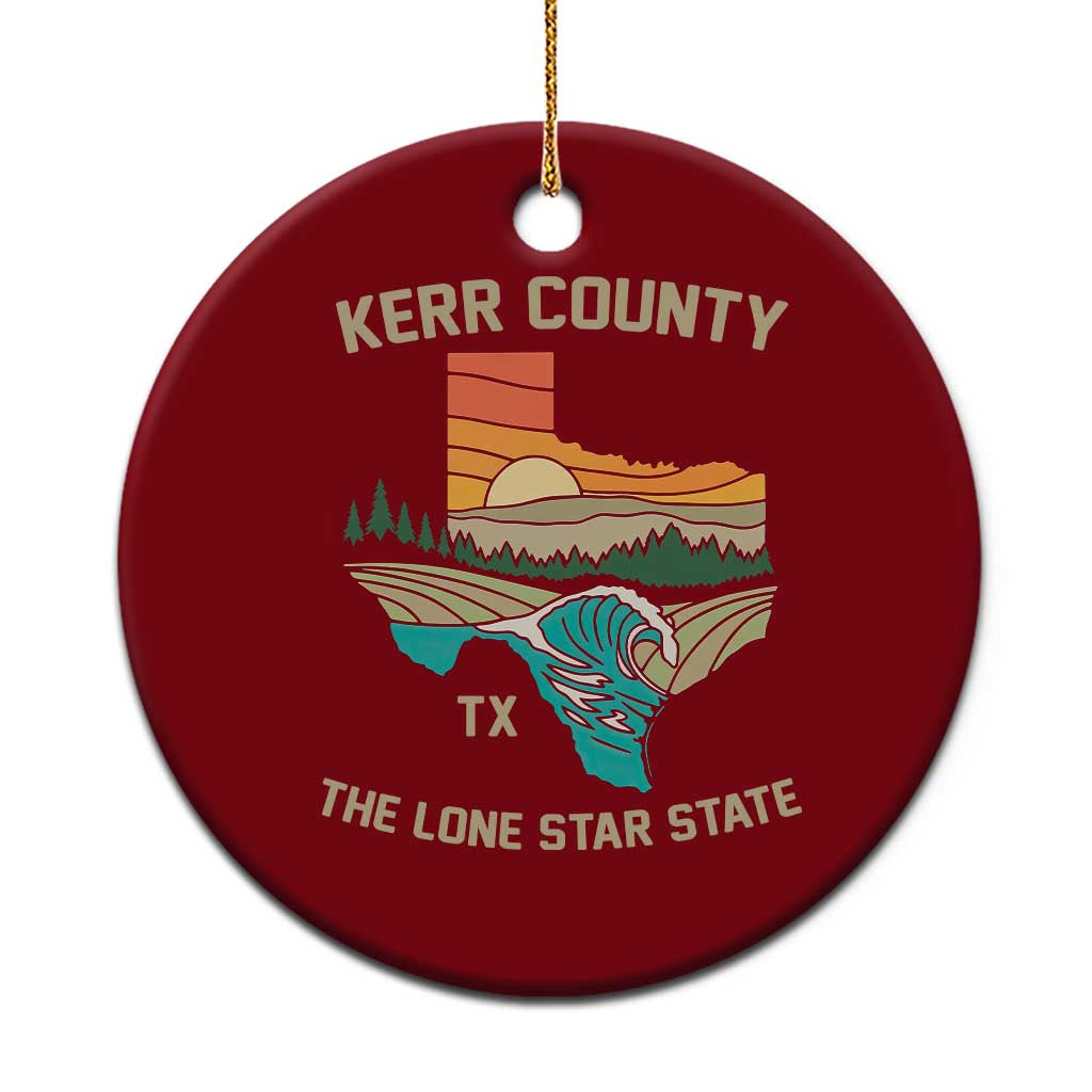 Kerr County Texas Ceramic Ornament Retro Hill Country Nature Scene Outdoors TS02 1pc Red Print Your Wear