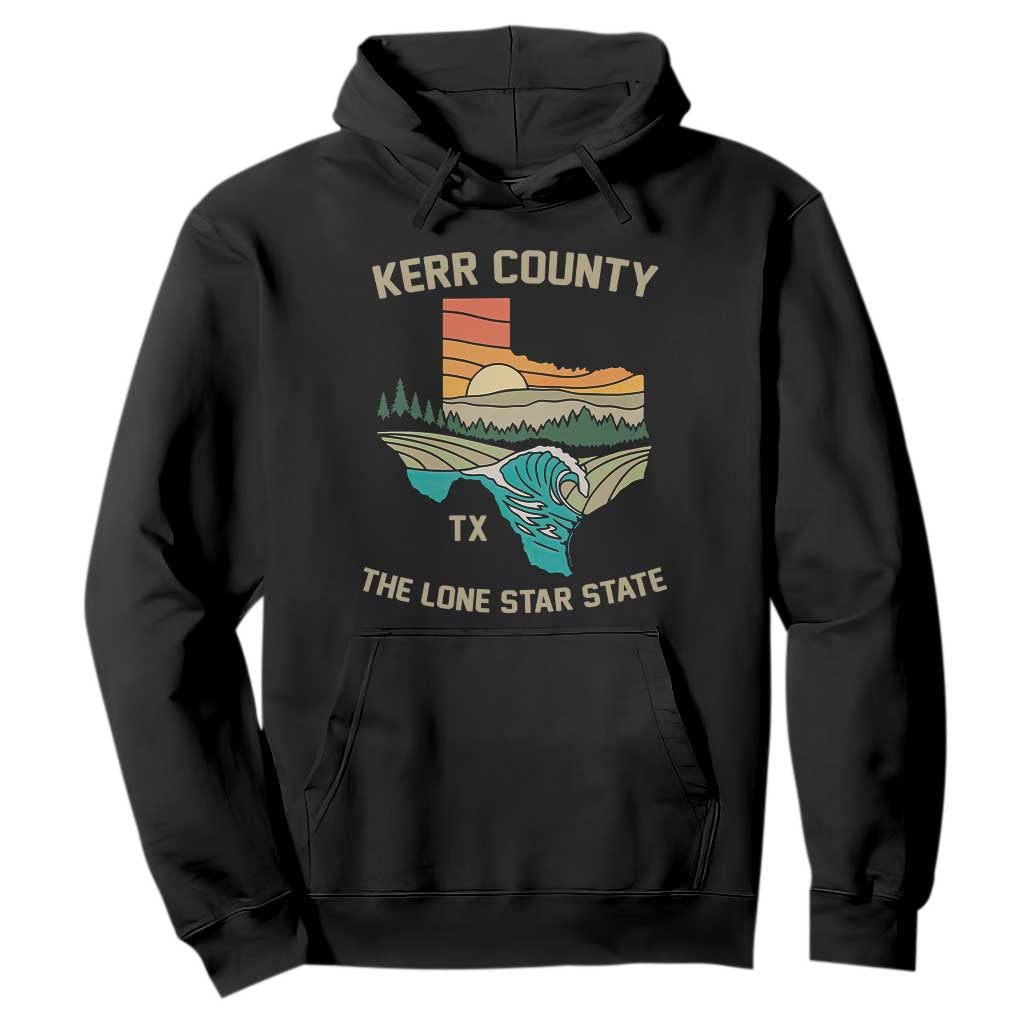 Kerr County Texas Hoodie Retro Hill Country Nature Scene Outdoors TS02 Black Print Your Wear