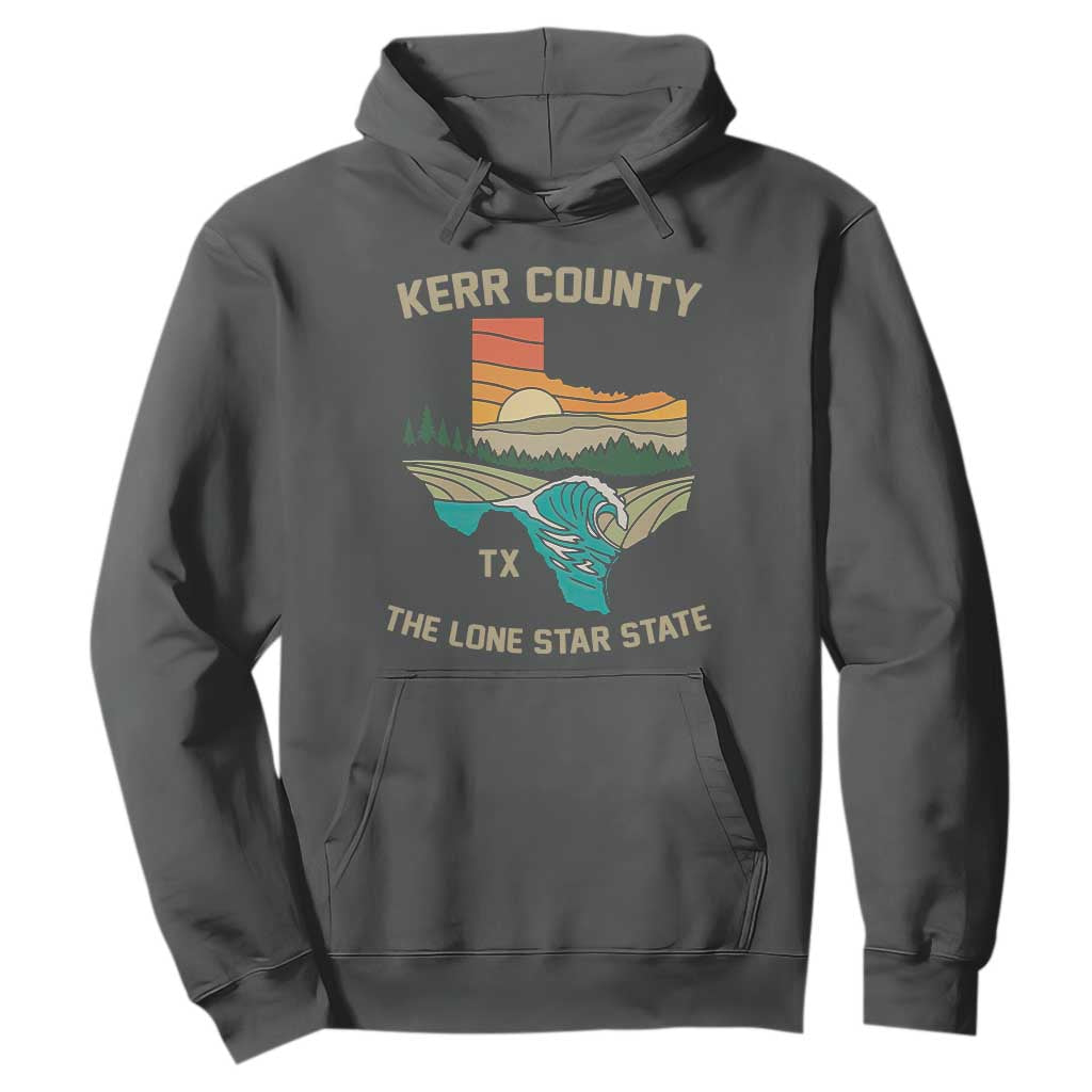 Kerr County Texas Hoodie Retro Hill Country Nature Scene Outdoors TS02 Dark Heather Print Your Wear