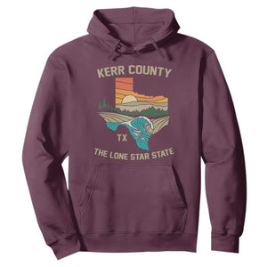 Kerr County Texas Hoodie Retro Hill Country Nature Scene Outdoors TS02 Maroon Print Your Wear