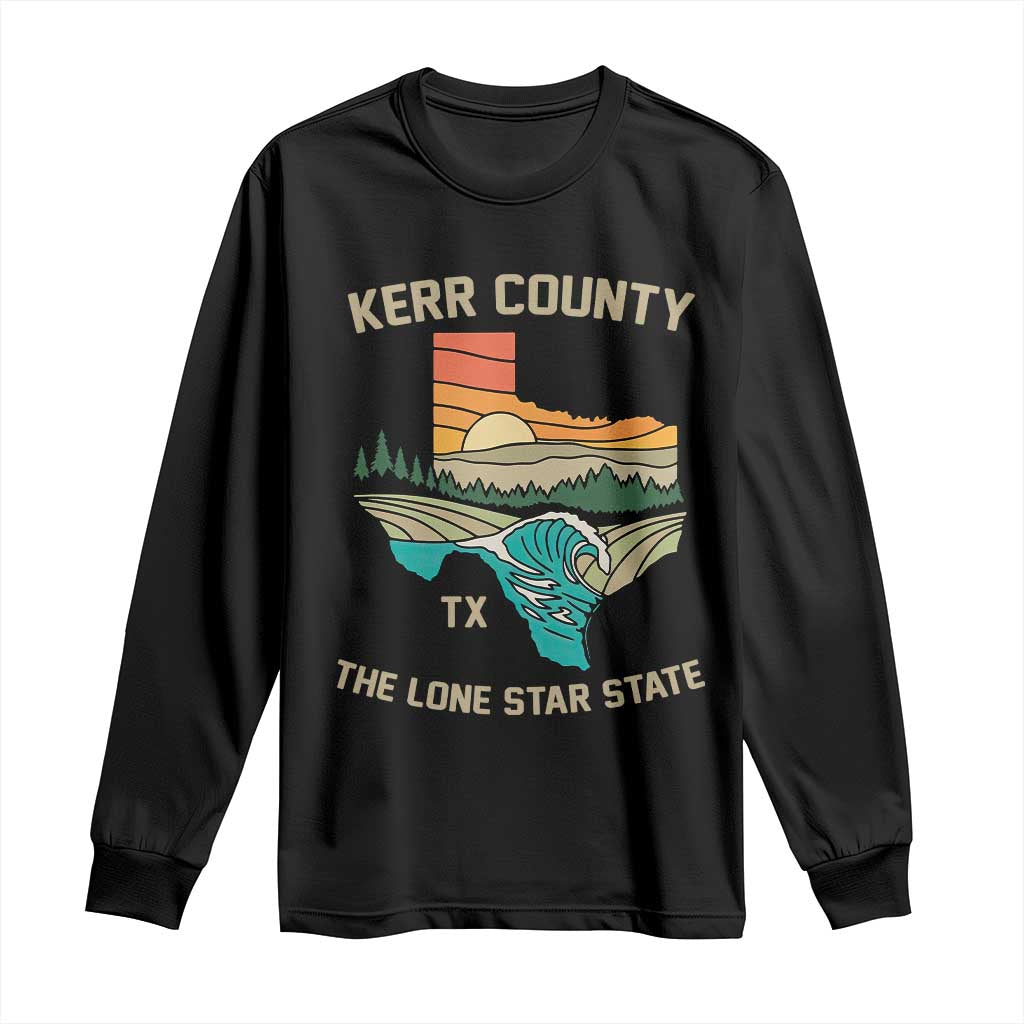 Kerr County Texas Long Sleeve Shirt Retro Hill Country Nature Scene Outdoors TS02 Black Print Your Wear