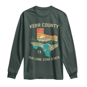Kerr County Texas Long Sleeve Shirt Retro Hill Country Nature Scene Outdoors TS02 Dark Forest Green Print Your Wear