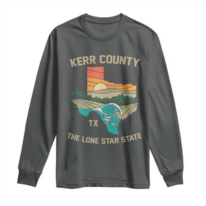 Kerr County Texas Long Sleeve Shirt Retro Hill Country Nature Scene Outdoors TS02 Dark Heather Print Your Wear