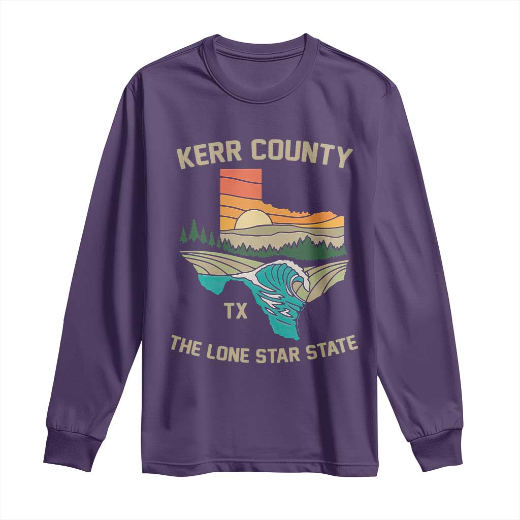 Kerr County Texas Long Sleeve Shirt Retro Hill Country Nature Scene Outdoors TS02 Purple Print Your Wear
