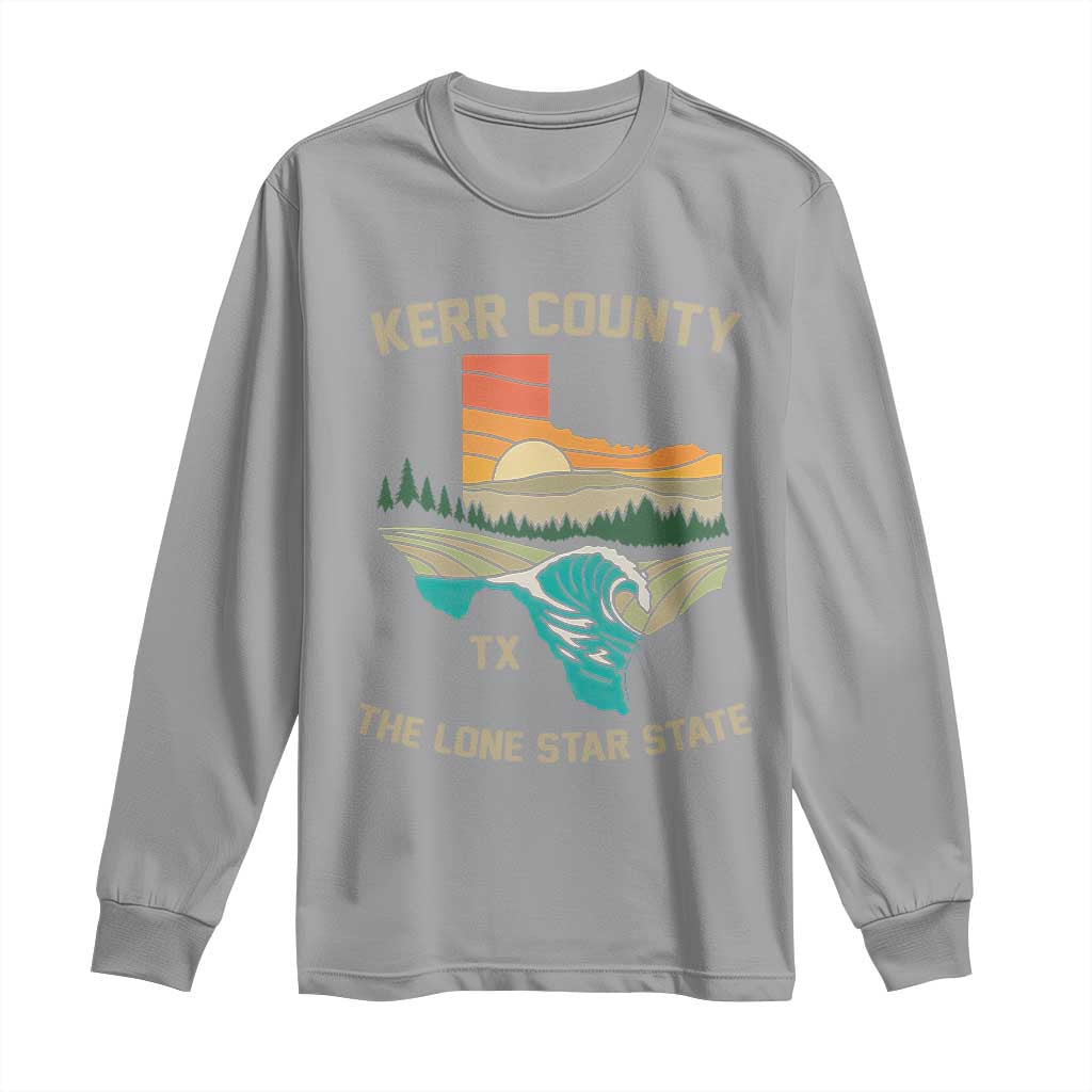 Kerr County Texas Long Sleeve Shirt Retro Hill Country Nature Scene Outdoors TS02 Sport Gray Print Your Wear
