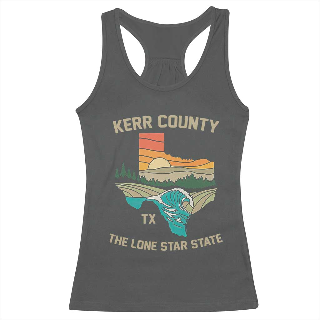 Kerr County Texas Racerback Tank Top Retro Hill Country Nature Scene Outdoors TS02 Dark Heather Print Your Wear