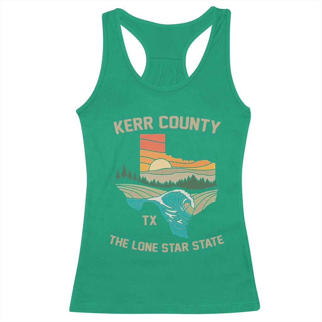 Kerr County Texas Racerback Tank Top Retro Hill Country Nature Scene Outdoors TS02 Irish Green Print Your Wear