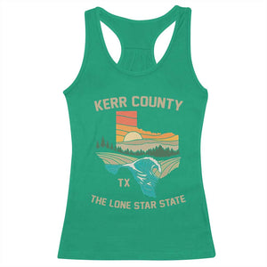 Kerr County Texas Racerback Tank Top Retro Hill Country Nature Scene Outdoors TS02 Irish Green Print Your Wear