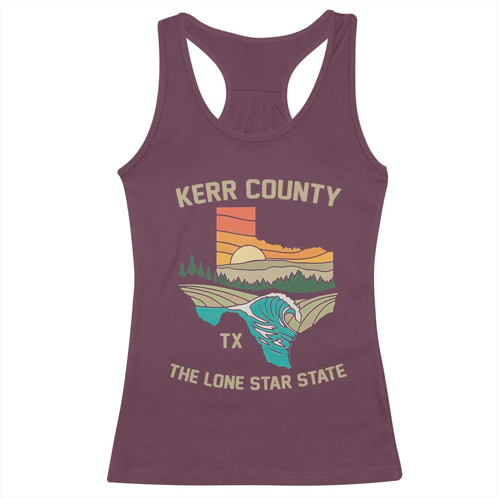 Kerr County Texas Racerback Tank Top Retro Hill Country Nature Scene Outdoors TS02 Maroon Print Your Wear