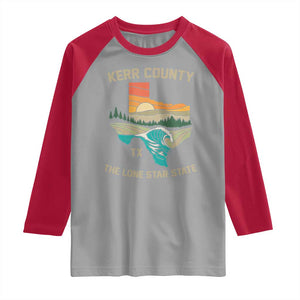 Kerr County Texas Raglan Shirt Retro Hill Country Nature Scene Outdoors TS02 Sport Gray Red Print Your Wear