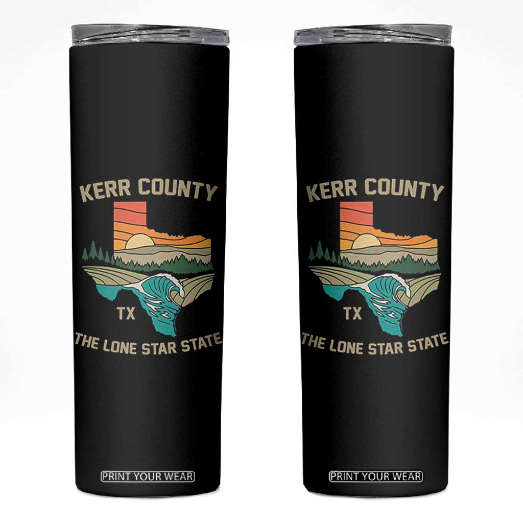 Kerr County Texas Skinny Tumbler Retro Hill Country Nature Scene Outdoors TS02 Black Print Your Wear