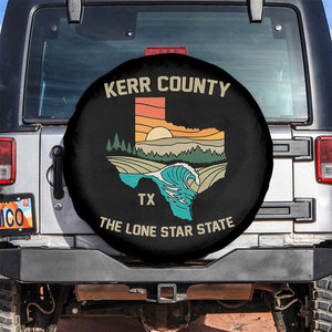 Kerr County Texas Spare Tire Cover Retro Hill Country Nature Scene Outdoors TS02 No hole Black Print Your Wear