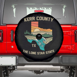 Kerr County Texas Spare Tire Cover Retro Hill Country Nature Scene Outdoors TS02 Black Print Your Wear