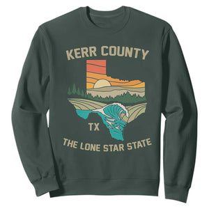 Kerr County Texas Sweatshirt Retro Hill Country Nature Scene Outdoors TS02 Dark Forest Green Print Your Wear