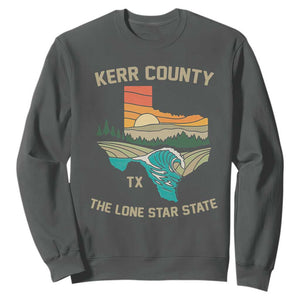 Kerr County Texas Sweatshirt Retro Hill Country Nature Scene Outdoors TS02 Dark Heather Print Your Wear