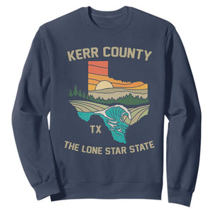 Kerr County Texas Sweatshirt Retro Hill Country Nature Scene Outdoors TS02 Navy Print Your Wear