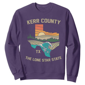 Kerr County Texas Sweatshirt Retro Hill Country Nature Scene Outdoors TS02 Purple Print Your Wear