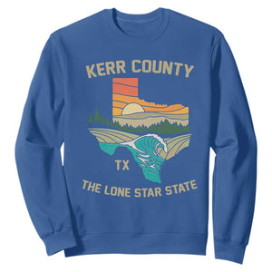 Kerr County Texas Sweatshirt Retro Hill Country Nature Scene Outdoors TS02 Royal Blue Print Your Wear