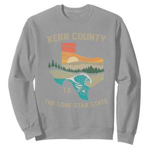 Kerr County Texas Sweatshirt Retro Hill Country Nature Scene Outdoors TS02 Sport Gray Print Your Wear