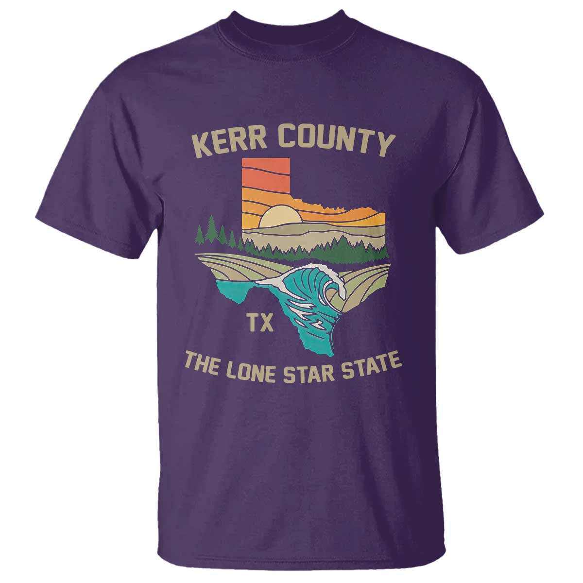 Kerr County Texas T Shirt Retro Hill Country Nature Scene Outdoors TS02 Purple Print Your Wear