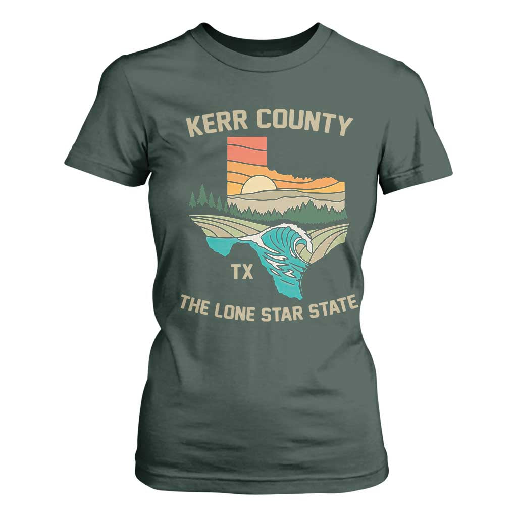 Kerr County Texas T Shirt For Women Retro Hill Country Nature Scene Outdoors TS02 Dark Forest Green Print Your Wear