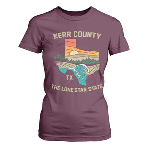 Kerr County Texas T Shirt For Women Retro Hill Country Nature Scene Outdoors TS02 Maroon Print Your Wear