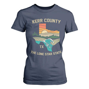 Kerr County Texas T Shirt For Women Retro Hill Country Nature Scene Outdoors TS02 Navy Print Your Wear