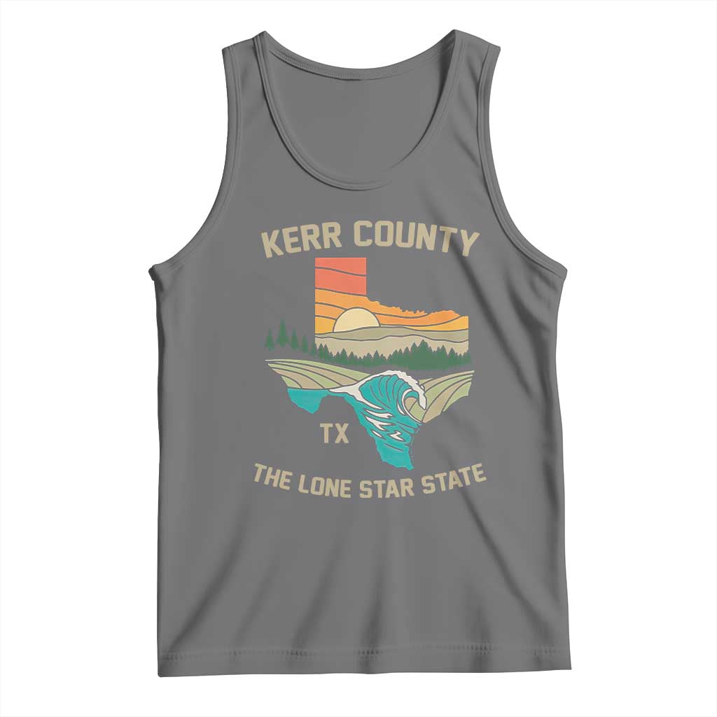 Kerr County Texas Tank Top Retro Hill Country Nature Scene Outdoors TS02 Black Heather Print Your Wear