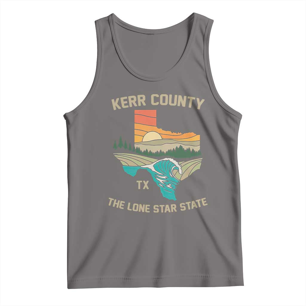Kerr County Texas Tank Top Retro Hill Country Nature Scene Outdoors TS02 Deep Heather Print Your Wear