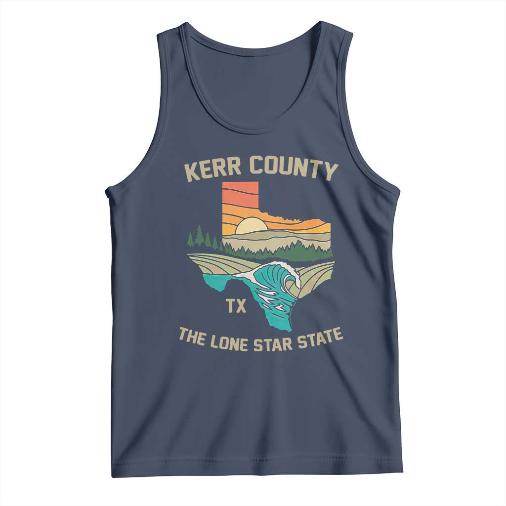 Kerr County Texas Tank Top Retro Hill Country Nature Scene Outdoors TS02 Navy Print Your Wear